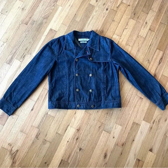 Vtg 2002 Tommy Hilfiger Double Breasted Denim Jacket Metal Nautical Buttons XL - Picture 4 of 15
